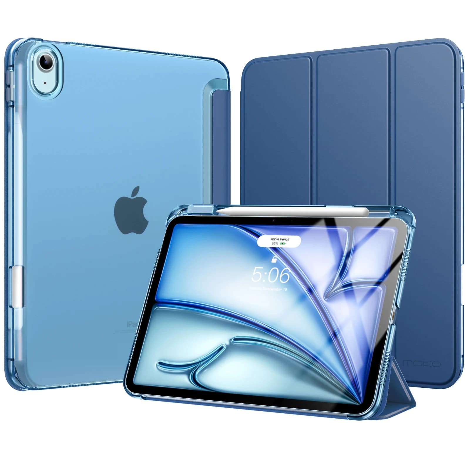 Custodia a tre ante per iPad Air 11 pollici M4 M3 M2 2026‑2024 e Air 5/4 Gen 10.9 pollici 2022‑2020 con portapenna integrato, sottile e leggera