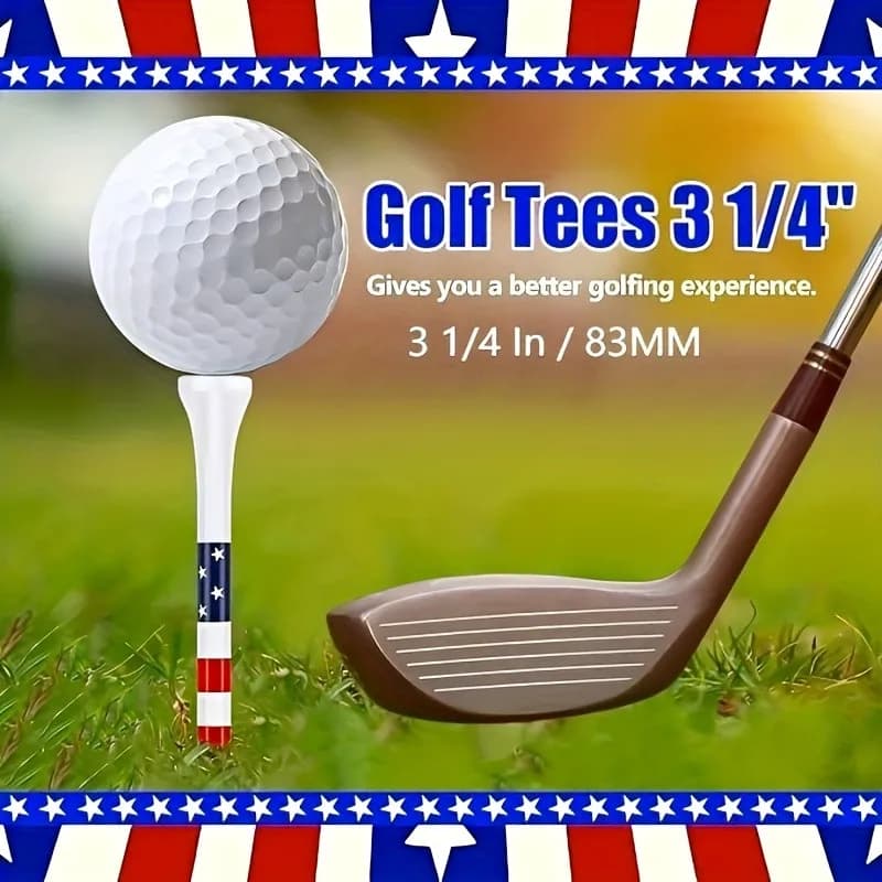 Tee da Golf in Bambù con Strisce Colorate, Design Durevole con Bandiera USA per Stabilizzazione della Testa del Mazza, Accessorio Vibrante per le Prestazioni