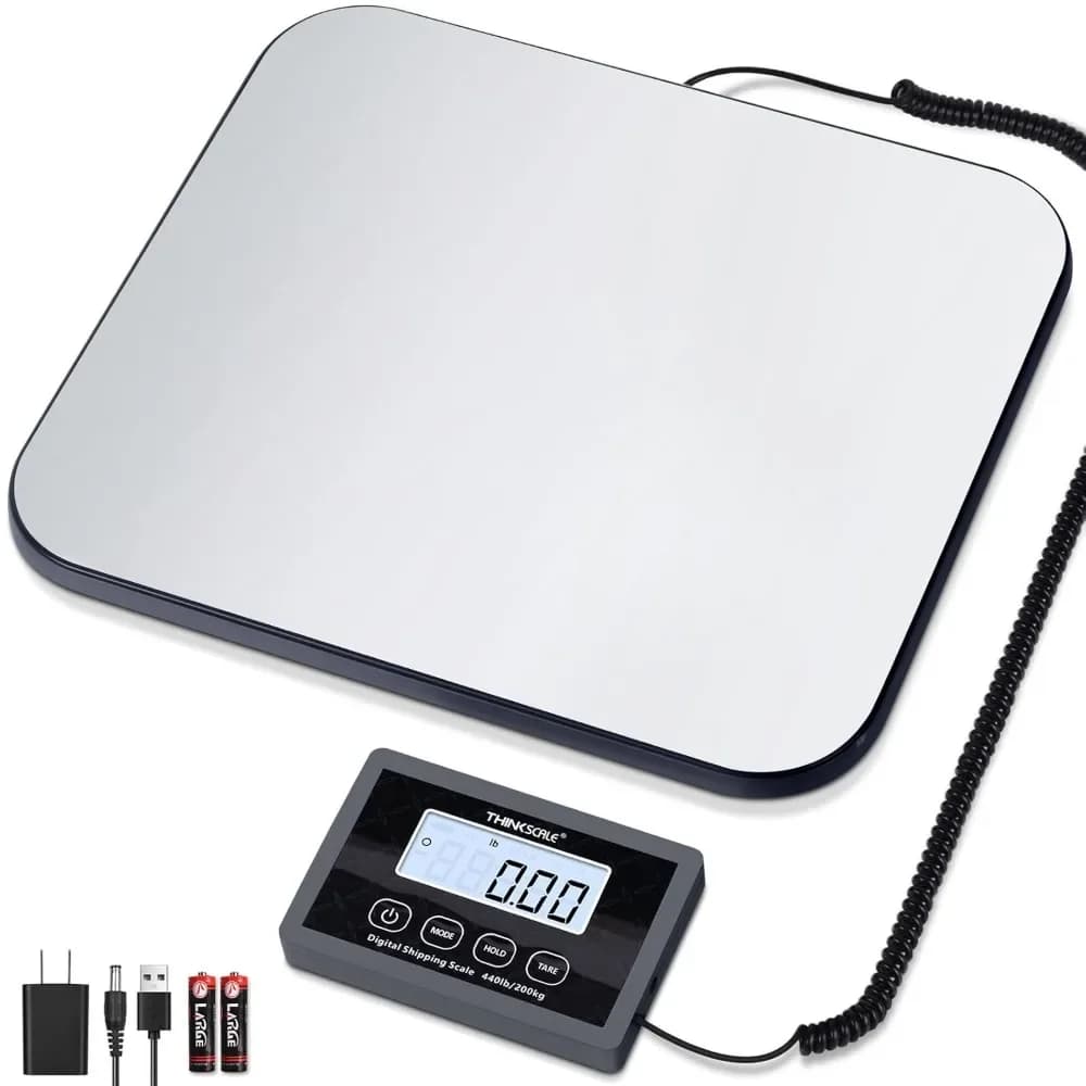 Bilancia Postale Digitale 440lb con Ampio Display LCD Retroilluminato, Funzione Tara, USB o Batteria per Pacchi, Bagagli, Piccole Imprese