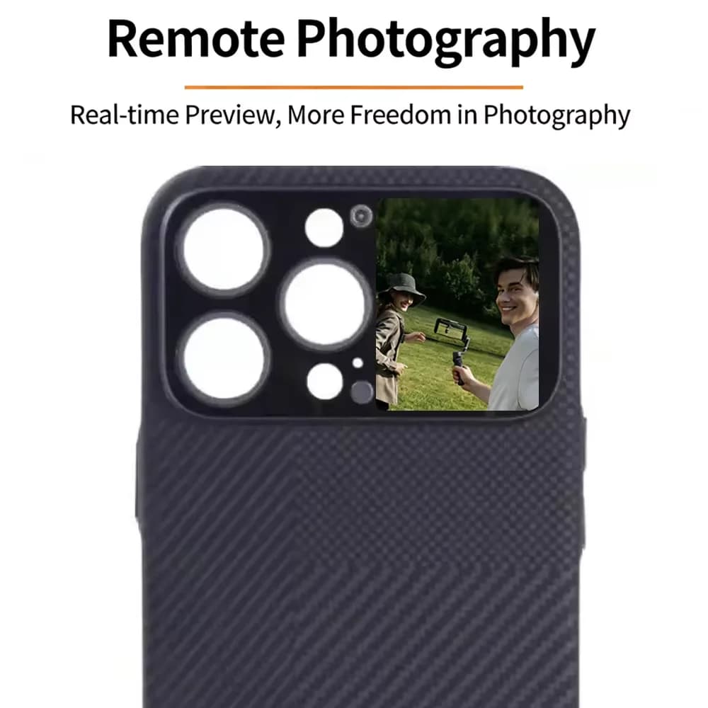 Custodia High-Tech per iPhone 14 15 Pro 16 ProMax con Connessione Magnetica Bluetooth, Multifunzione Touch Screen per Telecomando/Fotografia/Musica