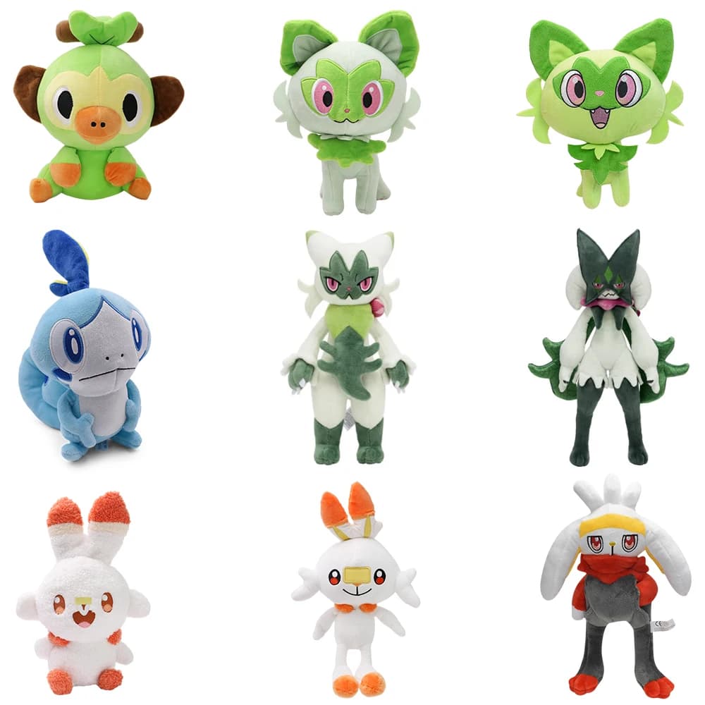 Scorbunny Grookey Sobble Pokemon Peluche Bambola Sprigatito Quaxly Fuecoco Floragato Meowscarada Anime Peluche Ripiene Giocattolo Regali