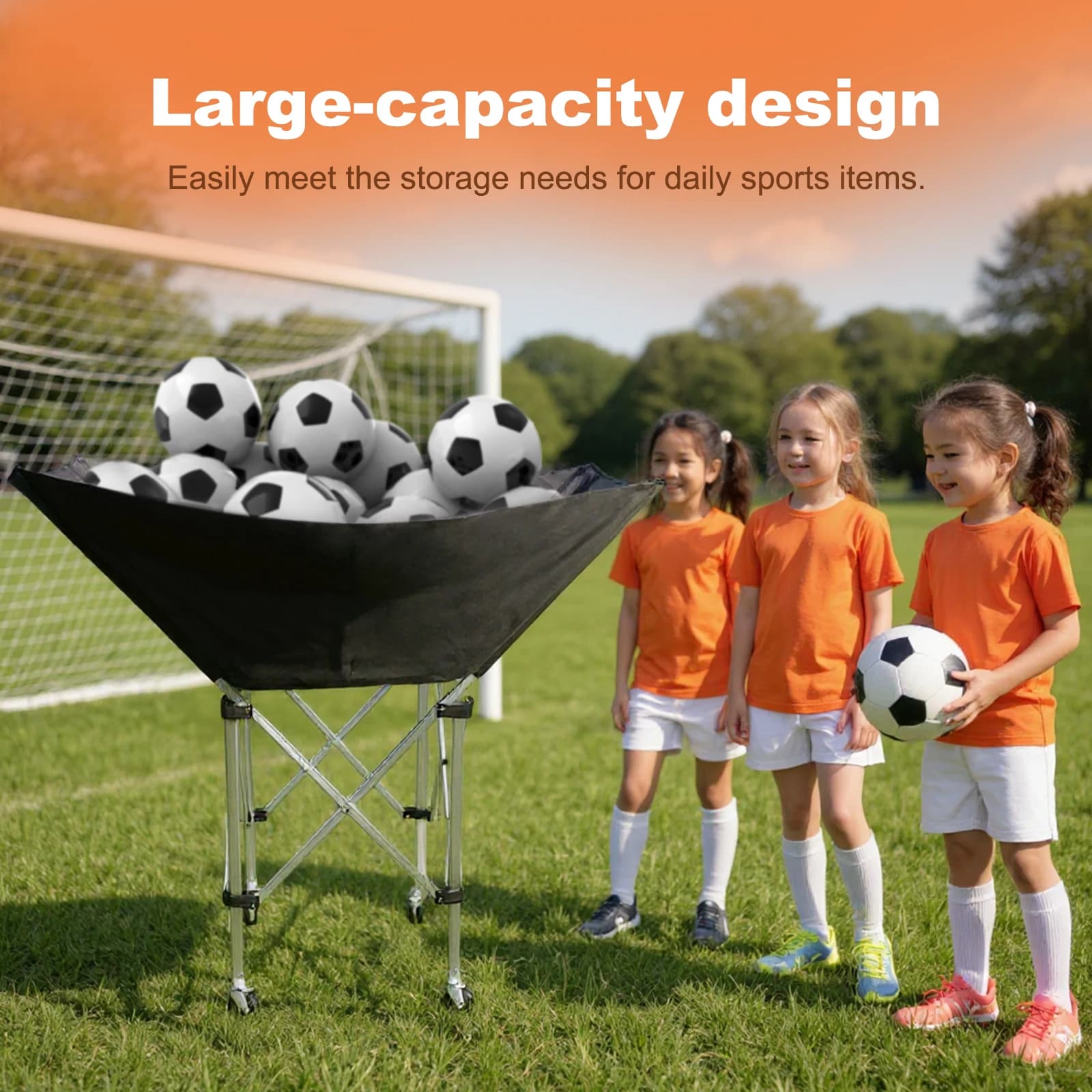 Carrello Pieghevole per Pallavolo, Carrello con Ruote per Pallavolo, Attrezzatura per Allenamento Pallavolo, Porta Palloni per Pallavolo e Basket