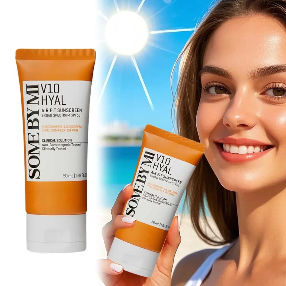 SOMBEYMI Crema Solare alla Centella Asiatica con Vitamina e Acido Ialuronico SPF 50 Protegge Efficacemente dai Raggi UVA Crema Solare Idratante