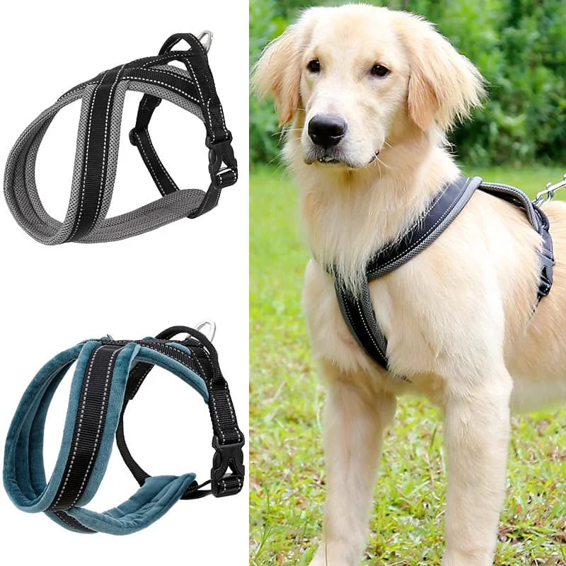 Dog Vest Harness Reflective Breathable Padded Traction Chest Vest Leash for Small Medium Large Dogs Outdoor Pet Supplies