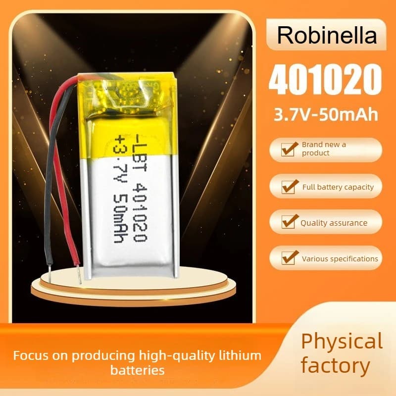 401020 3.7V 55mAh Lithium Polymer Battery Li-Po Rechargeable Cell for Bluetooth Headset Speaker Smart Watch GPS MP4 LED Light