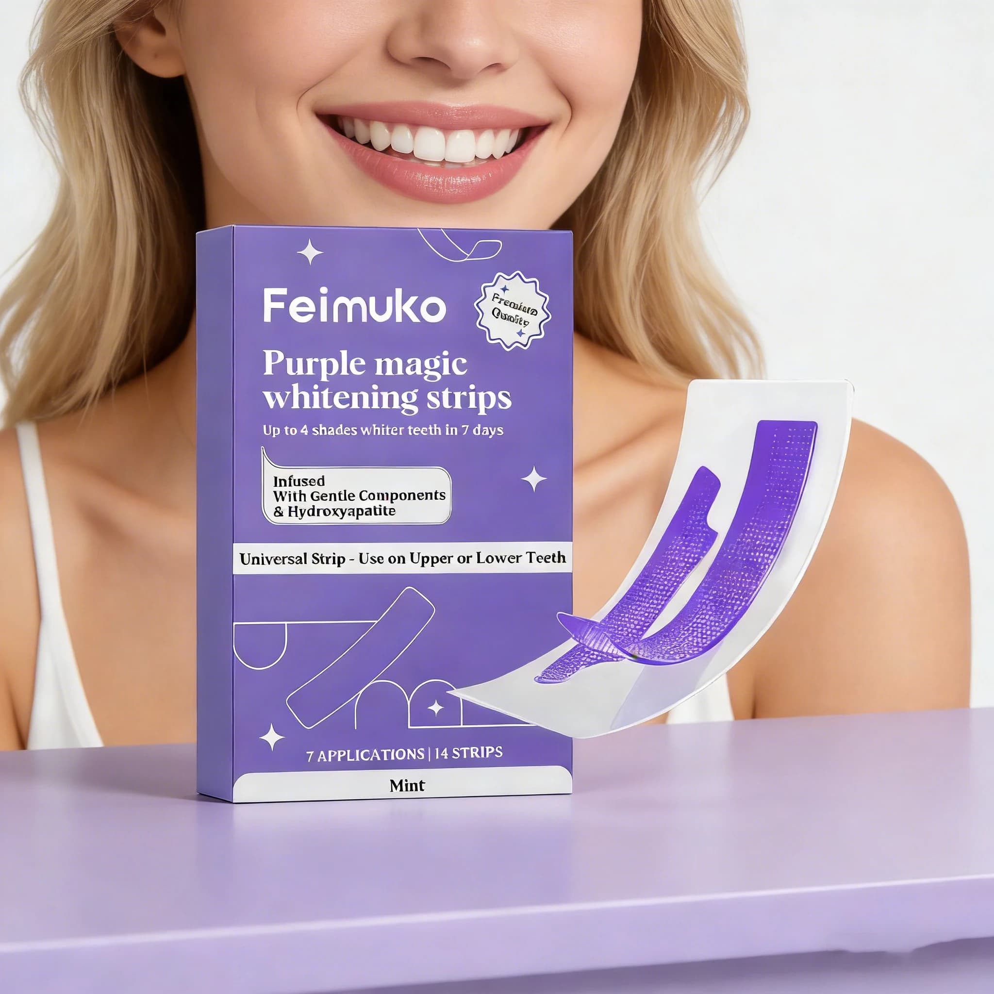 Purple Feimuko Strips for Sensitive Tooths, Reject Macchie and Yellowing, Refresh the Long-Term breath