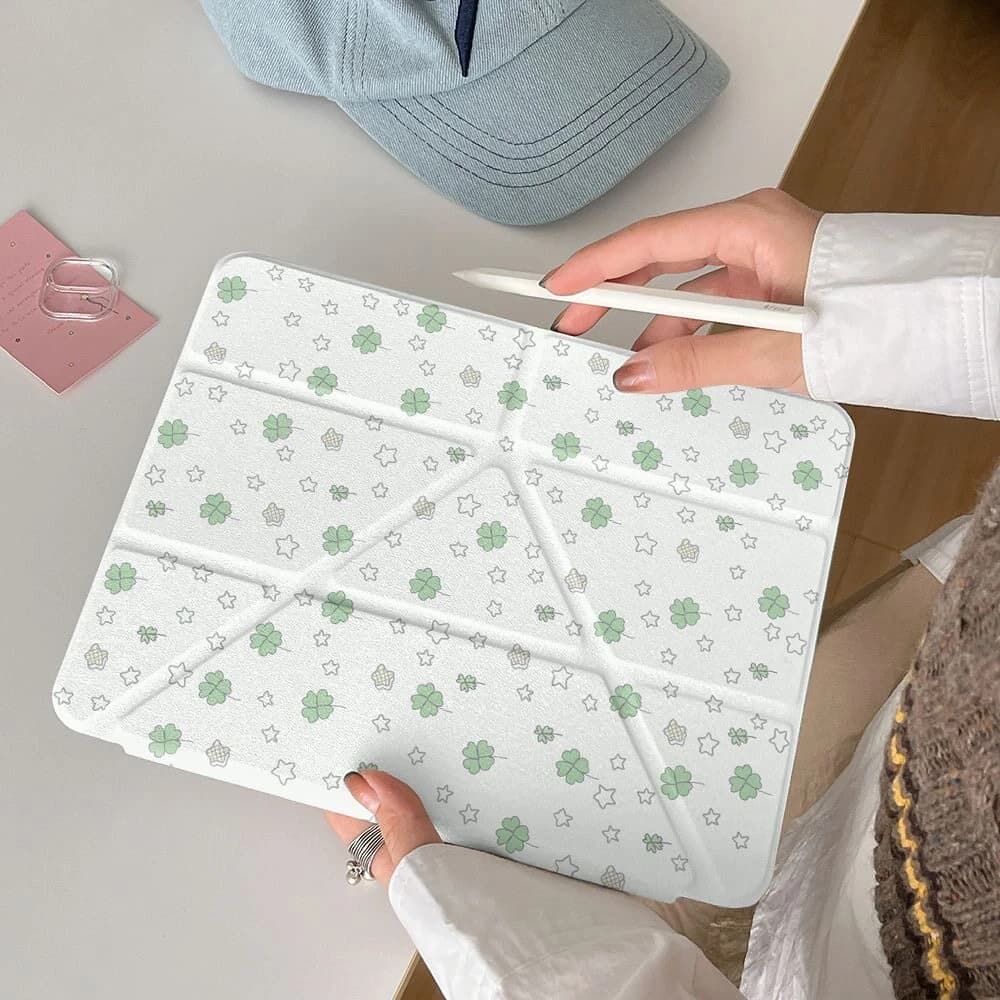 Star Four-leaf Clover Tablet Case For iPad Pro 11 12.9 13 A16 M2 M4 M3 M5 Shell 8.3 9.7 10.2 5/6/7/8/9/10/11th Air 3 4 5 6 Cover