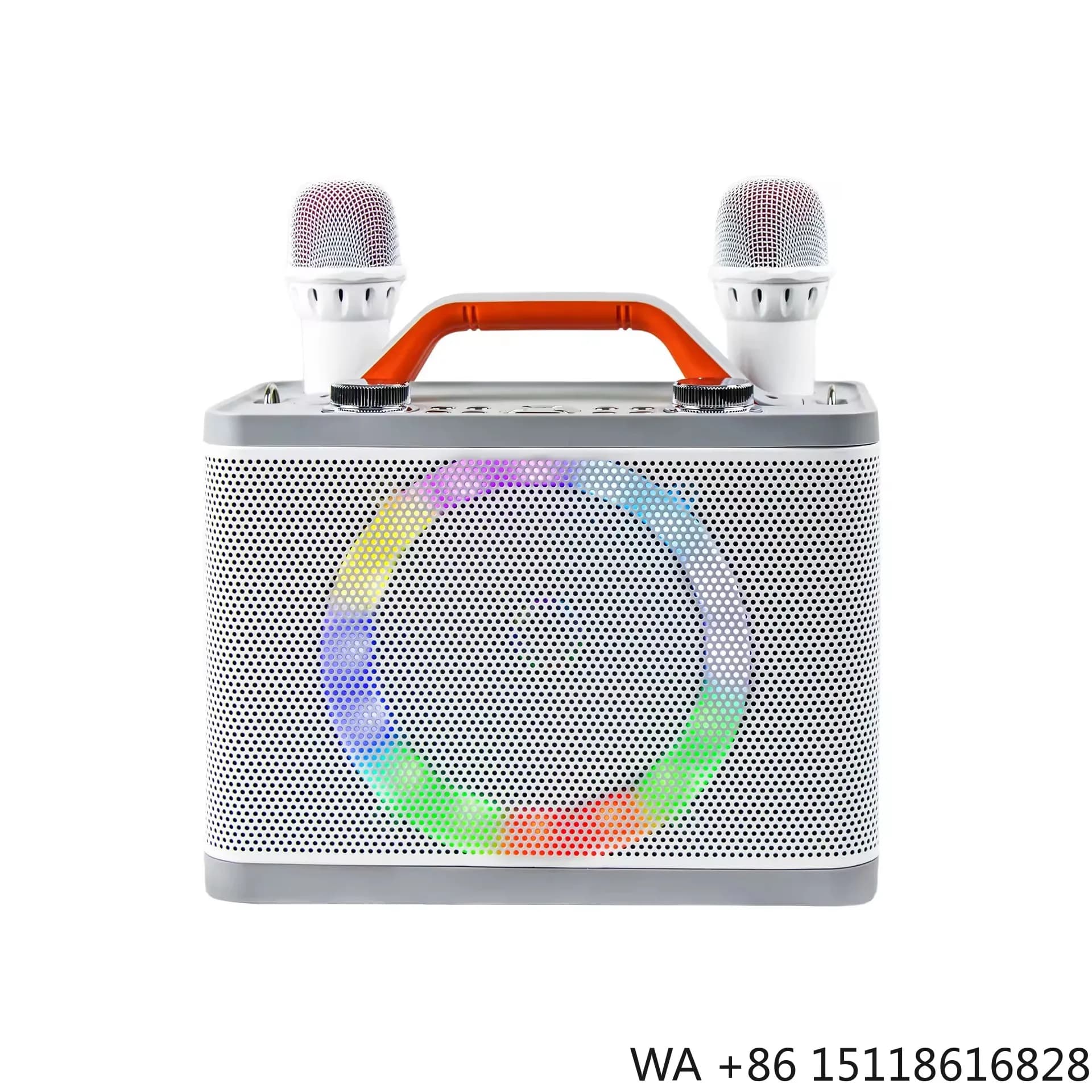 Portable Wireless Karaoke Machine 2 Microphones 4000mAh for Speaker LED Lights 5-10W Output Home KTV Speaker for Family