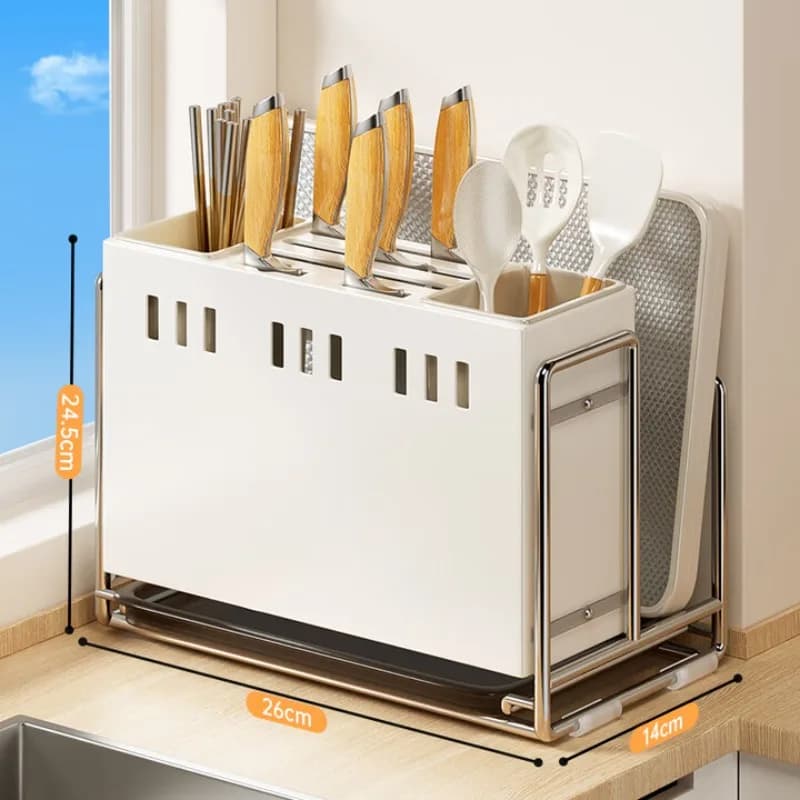 Porta bacchette per coltelli da appoggio da cucina, ripiano, cartuccia per bacchette multifunzionale, porta tagliere per coltelli da cucina