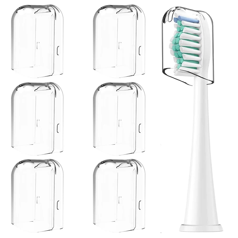 6 reusable covers for brush heads compatible with Philips Sonicare electric toothbrush heads to store items at home and on the road