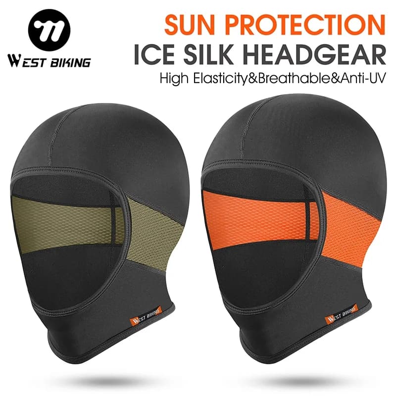 WEST BIKING Ice Silk UV400 Anti-UV Breathable Balaclava Full Face Mask Cycling Headgear for Men Women Motorcycle Bicycle Riding