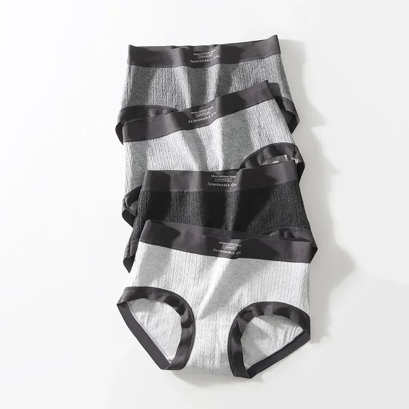 4Pcs Set Of Women's Mid Waist Cotton Personalized Triangle Pants Comfortable And Breathable Underwear Women's Seamless Underwear