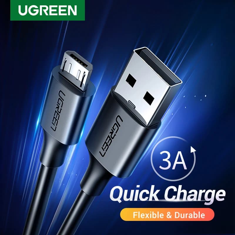 Ugreen Cavo Micro USB 3A TPE Cavo USB tipo C a ricarica rapida per Samsung Xiaomi HTC Cavo dati per caricabatterie USB Cavo per telefono cellulare