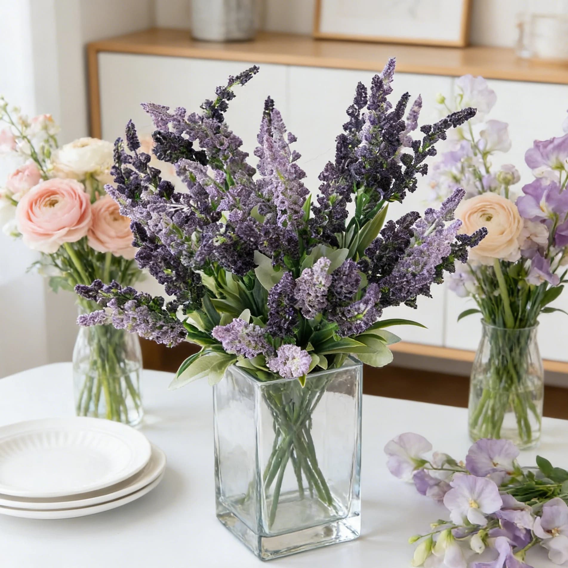 Artificial Flowers Plant Lavender Festival Wedding Wreath Home Room TableOutdoor Yard Garden Vase Decora Bridal Bouquet DIY Gift