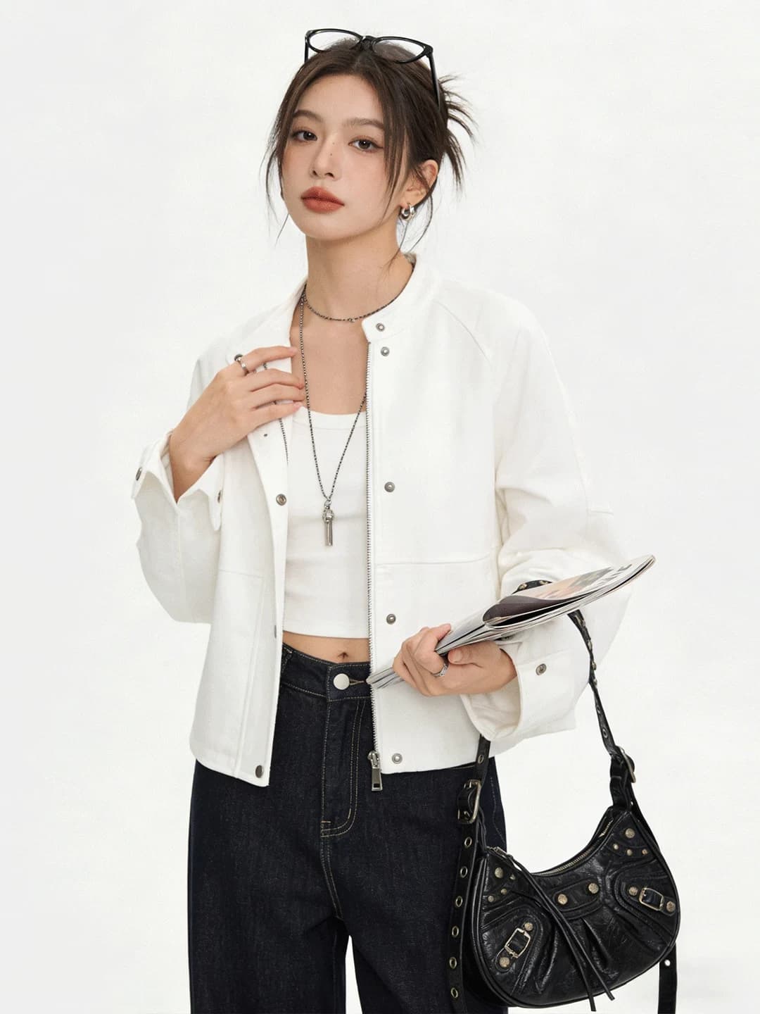 Korean Sle ort Jaet Coat Simple Commuter Loose Slimming Vintage Jeans Outerwear Women's Spring New Faion