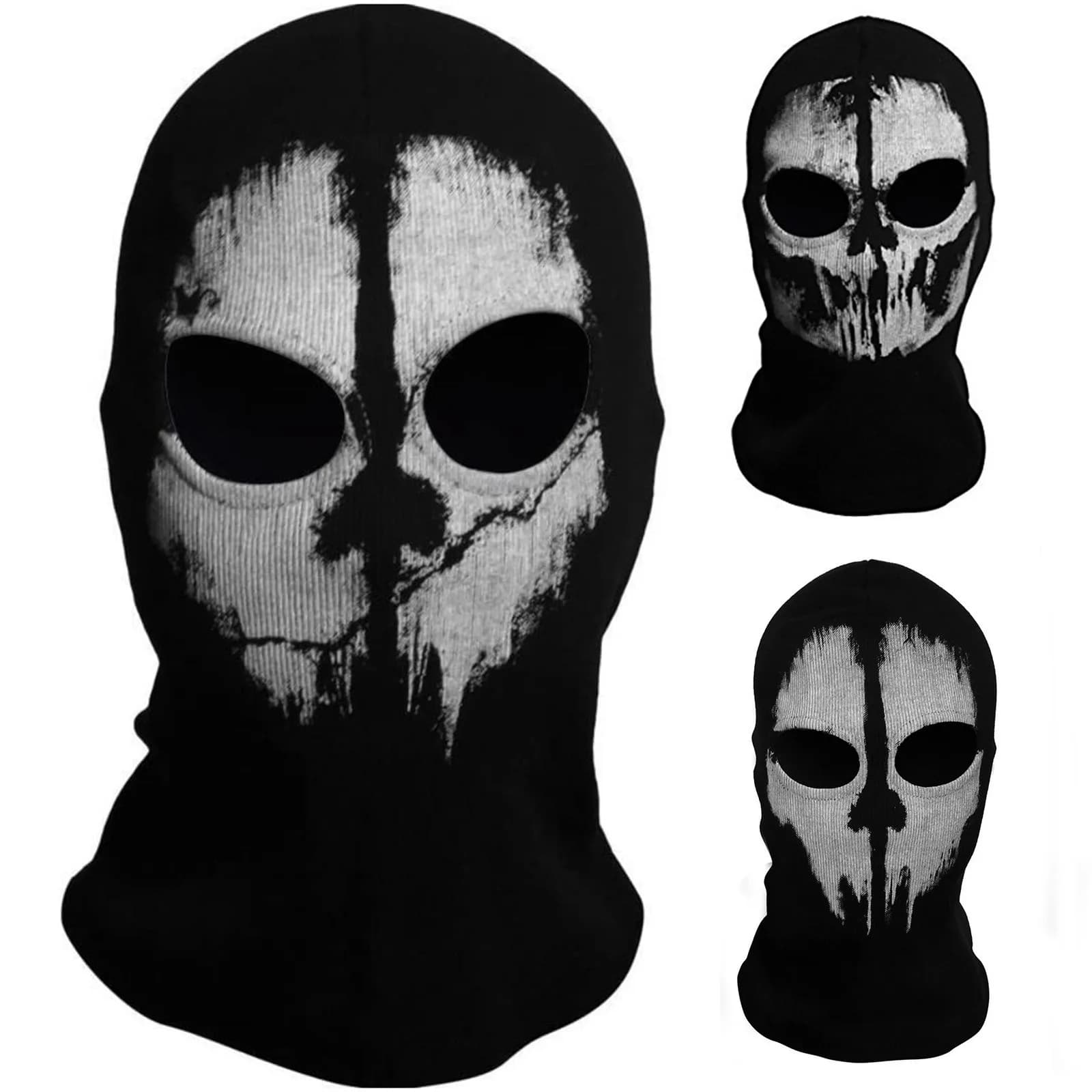 Passamontagna calza con stampa fantasma maschera unisex per gioco di guerra cappello di cotone scheletro spaventoso spesso costume cosplay di Halloween Prop