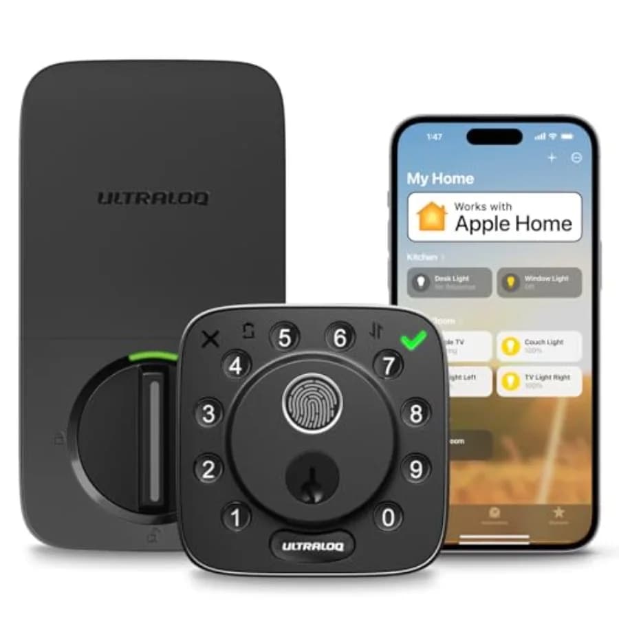 Serratura Intelligente con Sensore di Impronte Digitali e Connessione WiFi, Compatibile con Apple Home, Alexa, Google, SmartThings, Accesso Senza Chiave