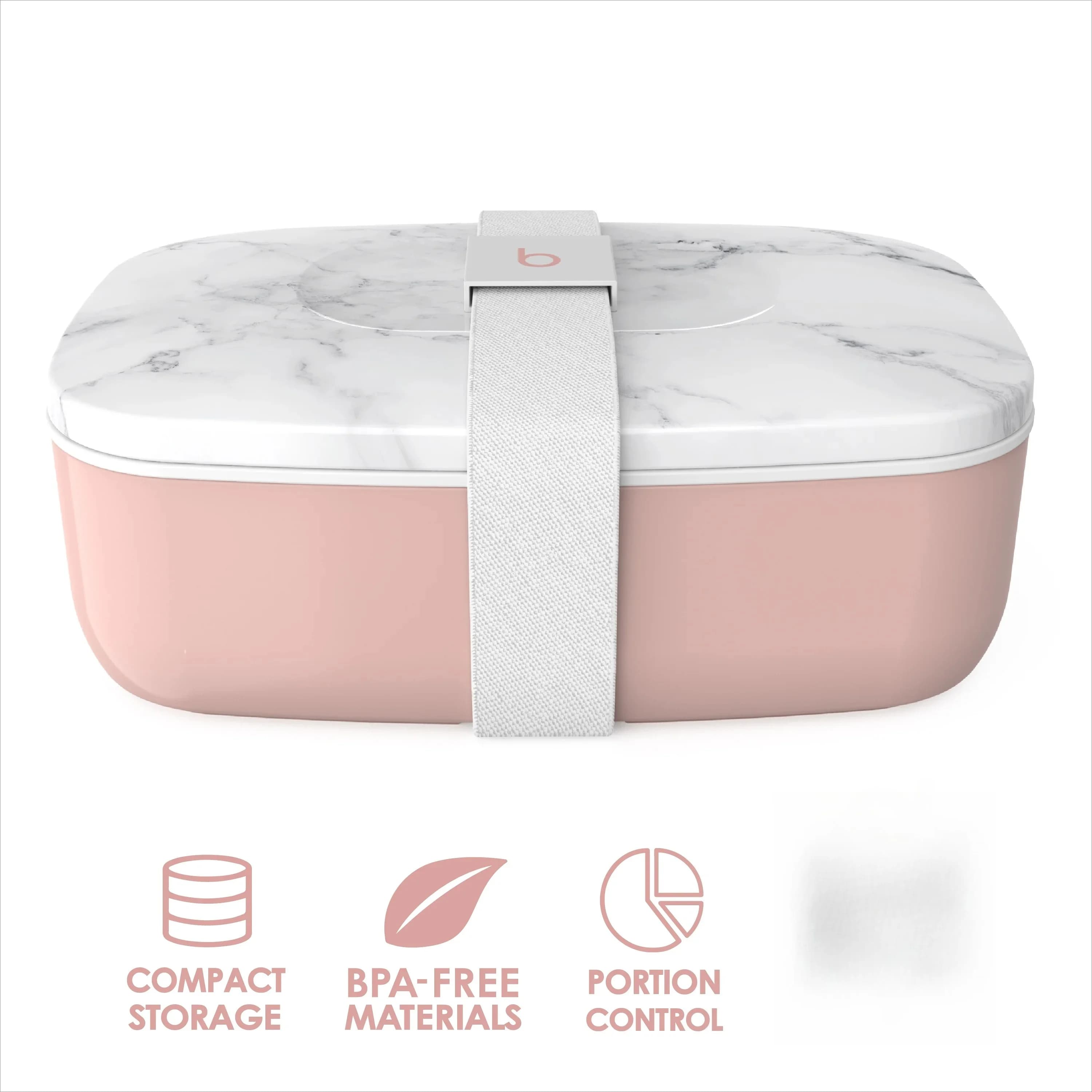 Scatole per il pranzo riutilizzabili sicure per microonde in marmo, materiali senza BPA, contenitore compatto