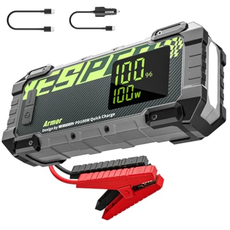 Avviatore di Emergenza 3000A 12V per Auto con Ricarica Rapida Bidirezionale 100W, Display LED, Avviatore Portatile