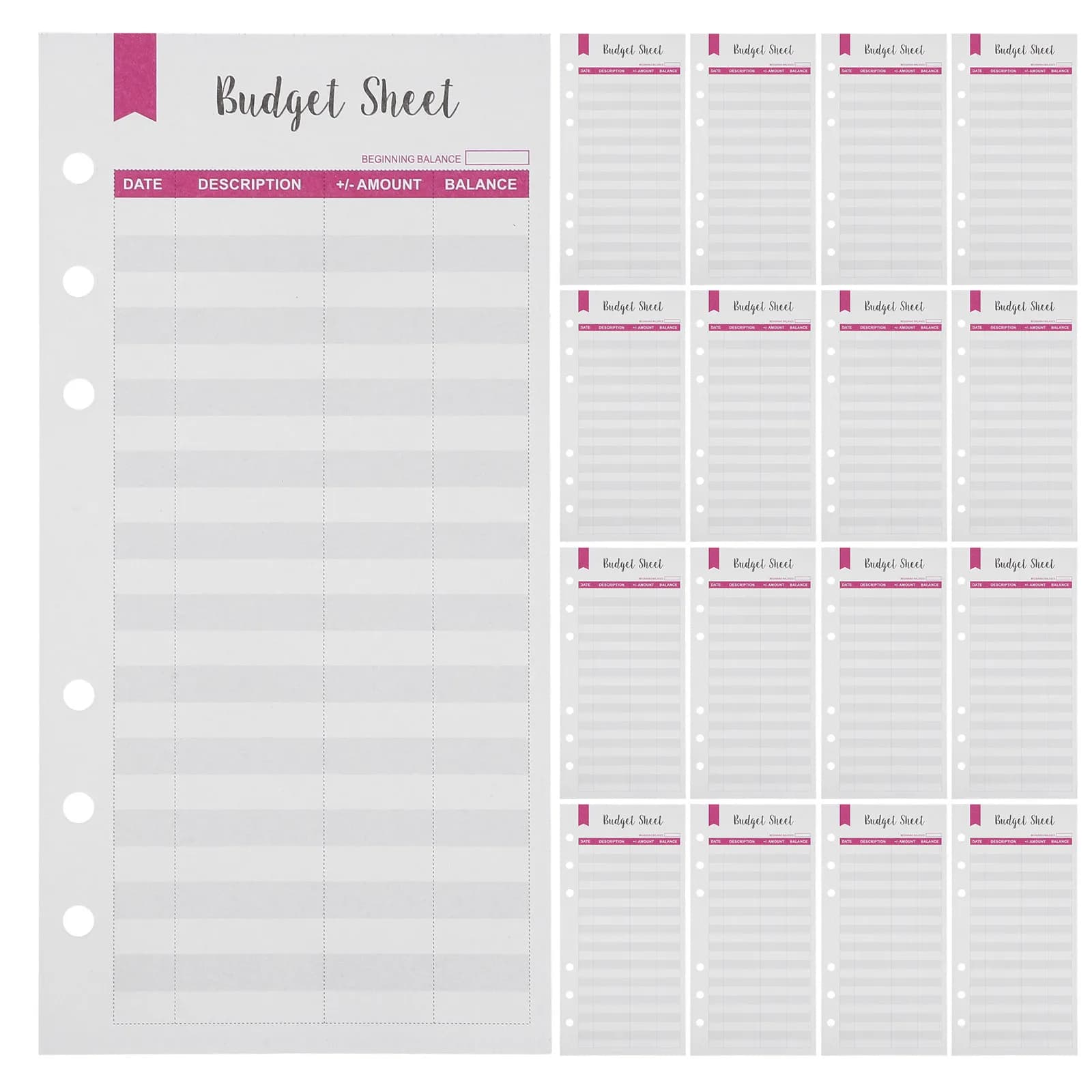 12 Fogli Premium Spessi per Budget Formato A6, Ricariche per Quaderno Planner con 6 Anelli, Carta per Monitoraggio Spese Finanziarie