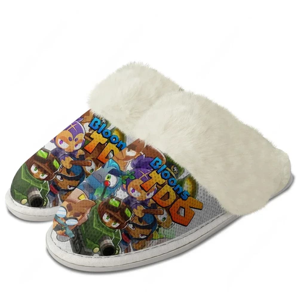 Bloons TD6 Plush Slippers Keep Warm Shoes Mens Womens Home Cotton Bedroom Customized Thermal Lightweight Slipper DIY