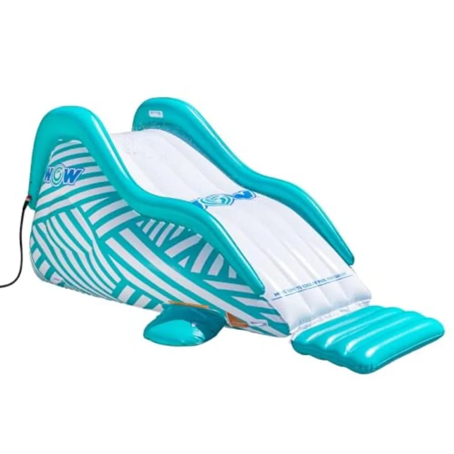 Scivolo Gonfiabile con Spruzzatore Wiggler - Bianco e Verde Acqua - Attacco per Tubo da Giardino - per Feste in Giardino
