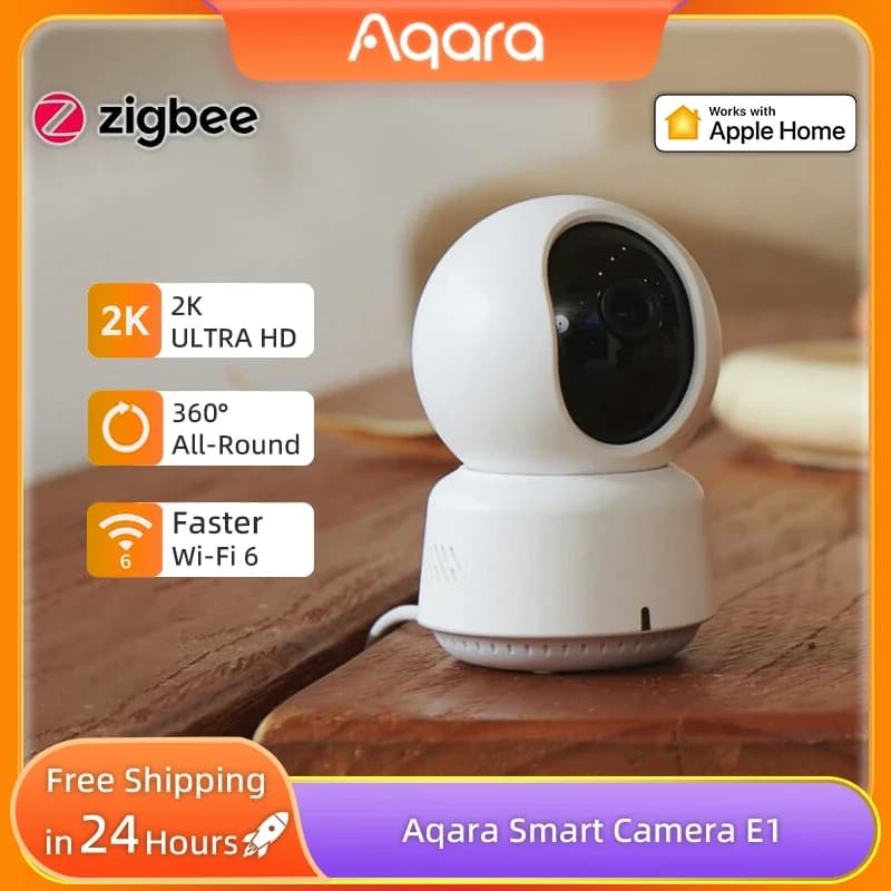 Fotocamera intelligente Aqara E1 360 ° Webcam 2K per la sicurezza domestica 1296P Webcam per visione notturna con rilevamento umano AI da 3 Megapixel per Apple HomeKit