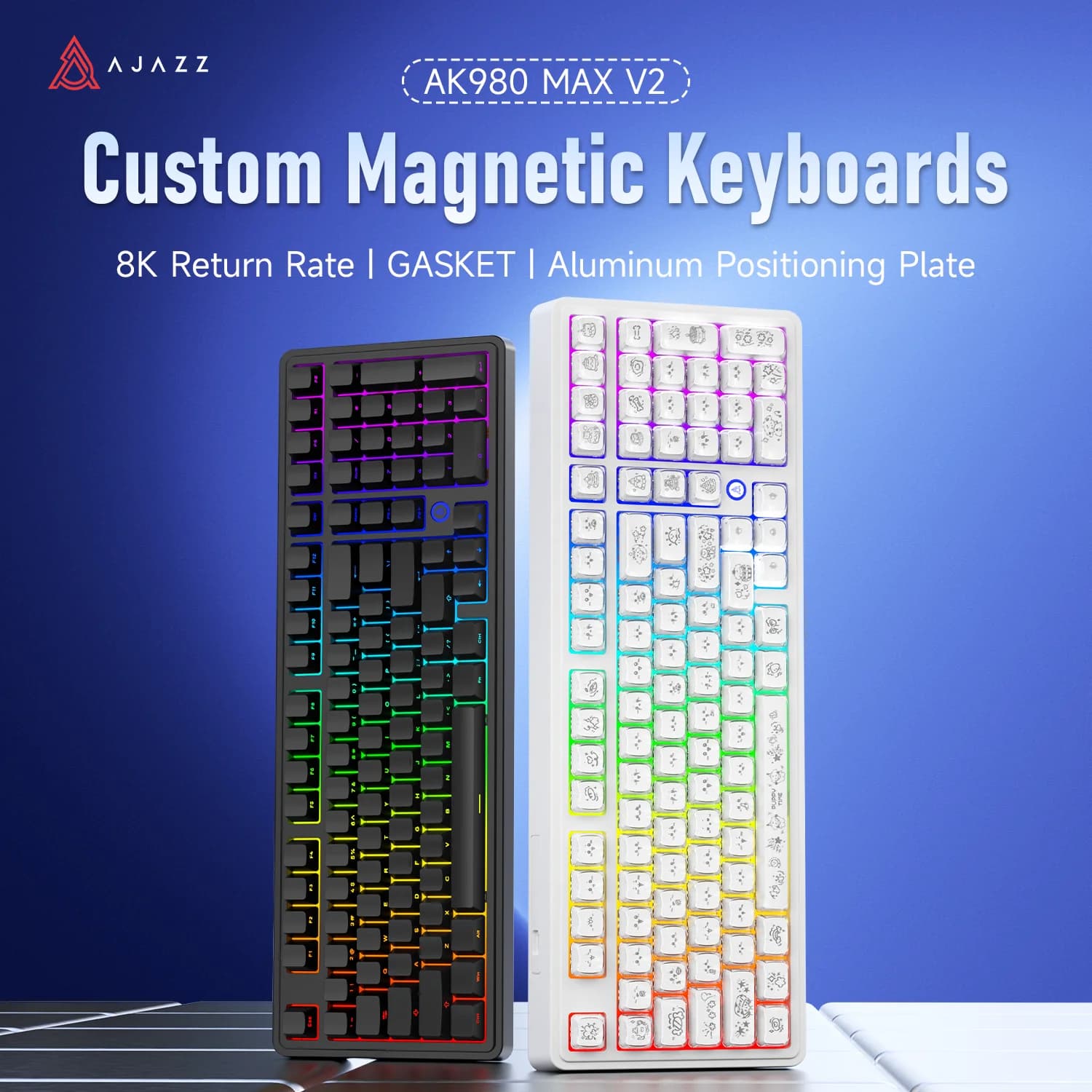 AJAZZ AK980MAX V2 Wired 98-Key Magnetic Axis Keyboard 8K High-Response Rate Gaming Keyboard