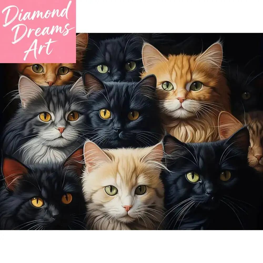 Kit Fai-da-Te per Pittura Diamante Senza Cornice, Mosaico a Diamante Completo con Gatto, Decorazione per la Casa Fatta a Mano, Quadri con Strass