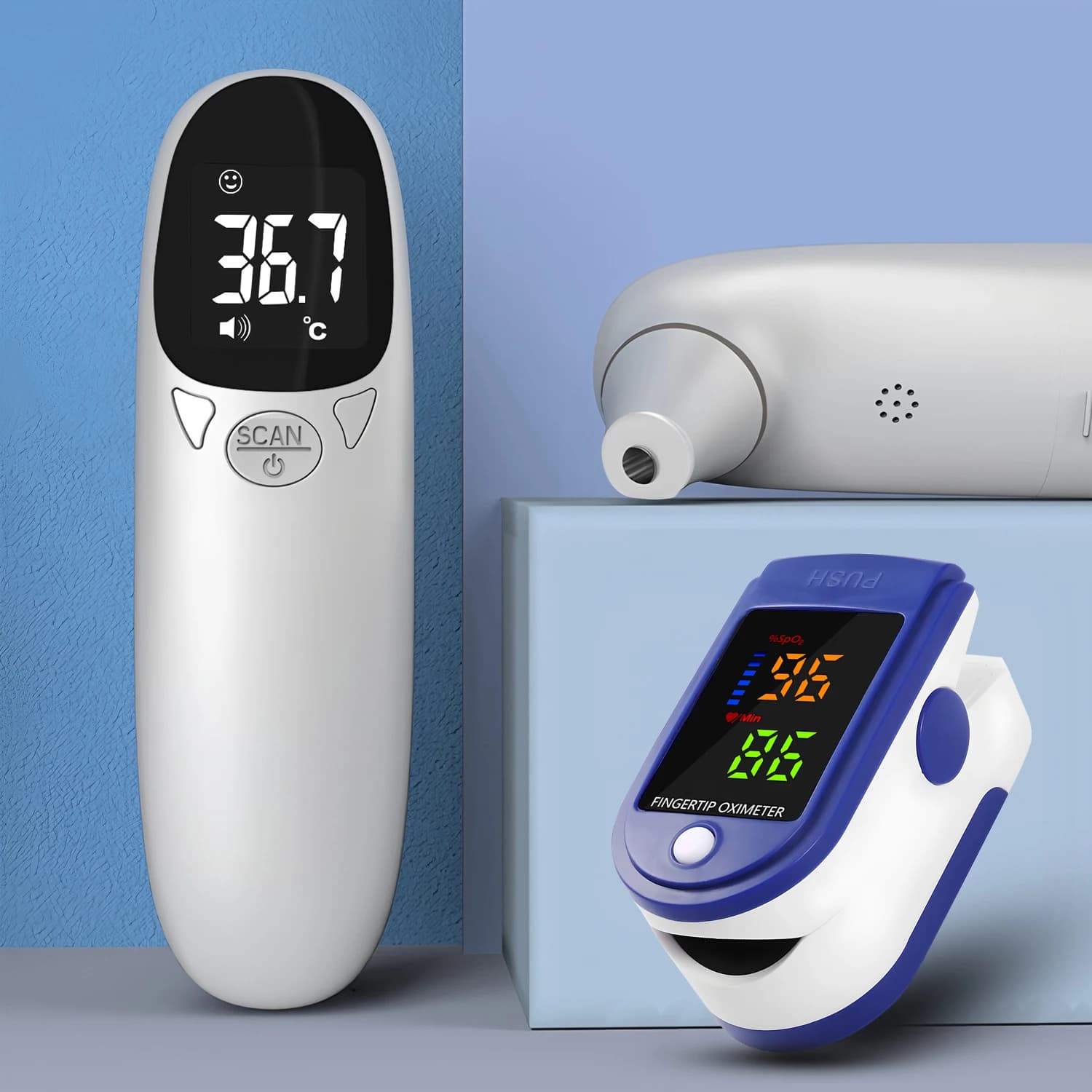 Termometro digitale a infrarossi senza contatto per misurare la febbre di bambini e adulti o mini pulsossimetro a LED