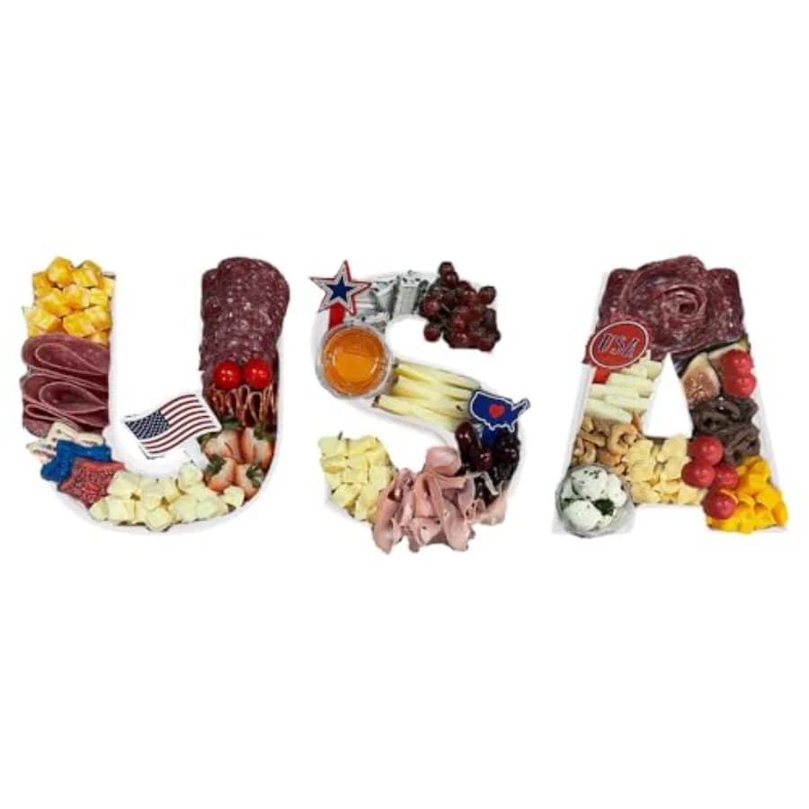 8inch USA Cardboard Letter Fillable for Charcuterie, Food Sweet Paper Mache Container Decorative Box Independence Day