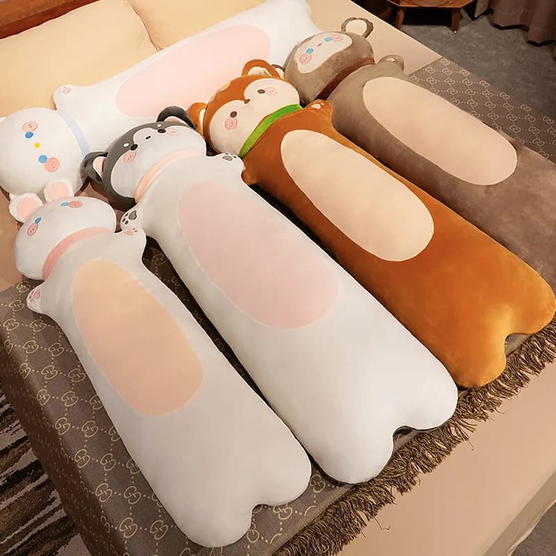 80/110/130CM carino morbido lungo volpe gatto scimmia coniglio Husky peluche peluche cuscino cuscino per dormire