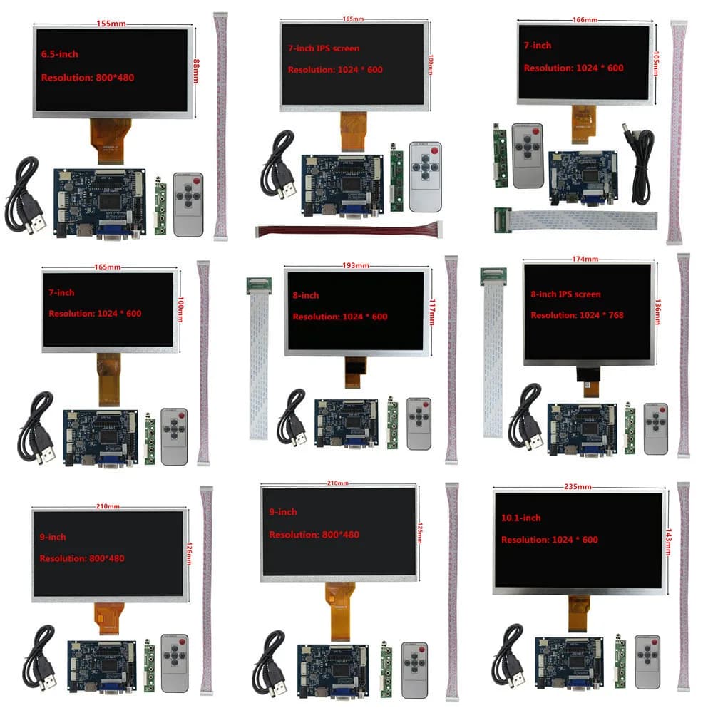 6.5/7/8/9/10.1 inch LCD display TFT monitor control card HDMI VGA AV compatible Raspberry Pi PC laptop