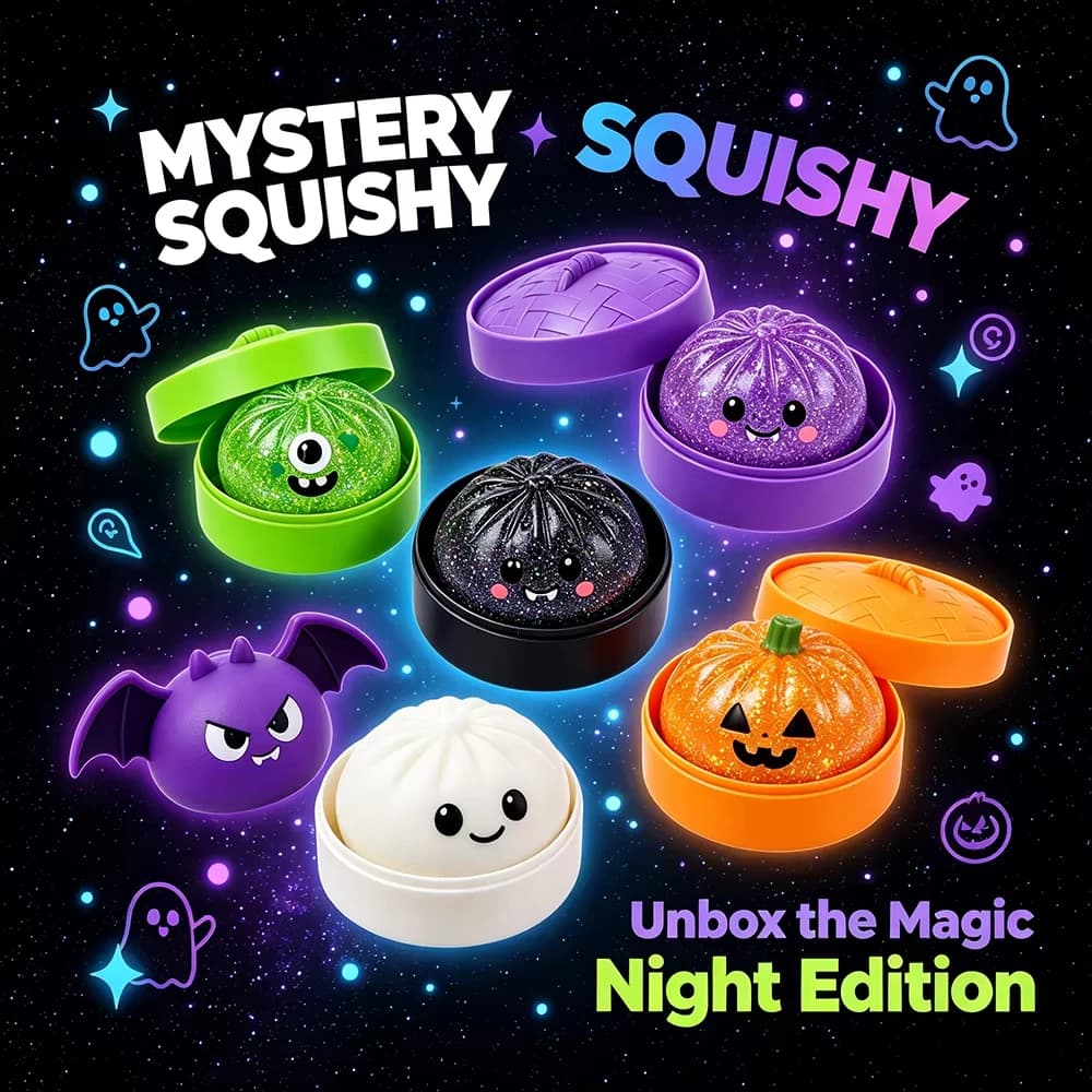 2026 Halloween Mystery Squishy Blind Box Fidget Toy Cute Pumpkin Bat Bun Squeeze Toy Stress Relief Sensory Toy Kids Party