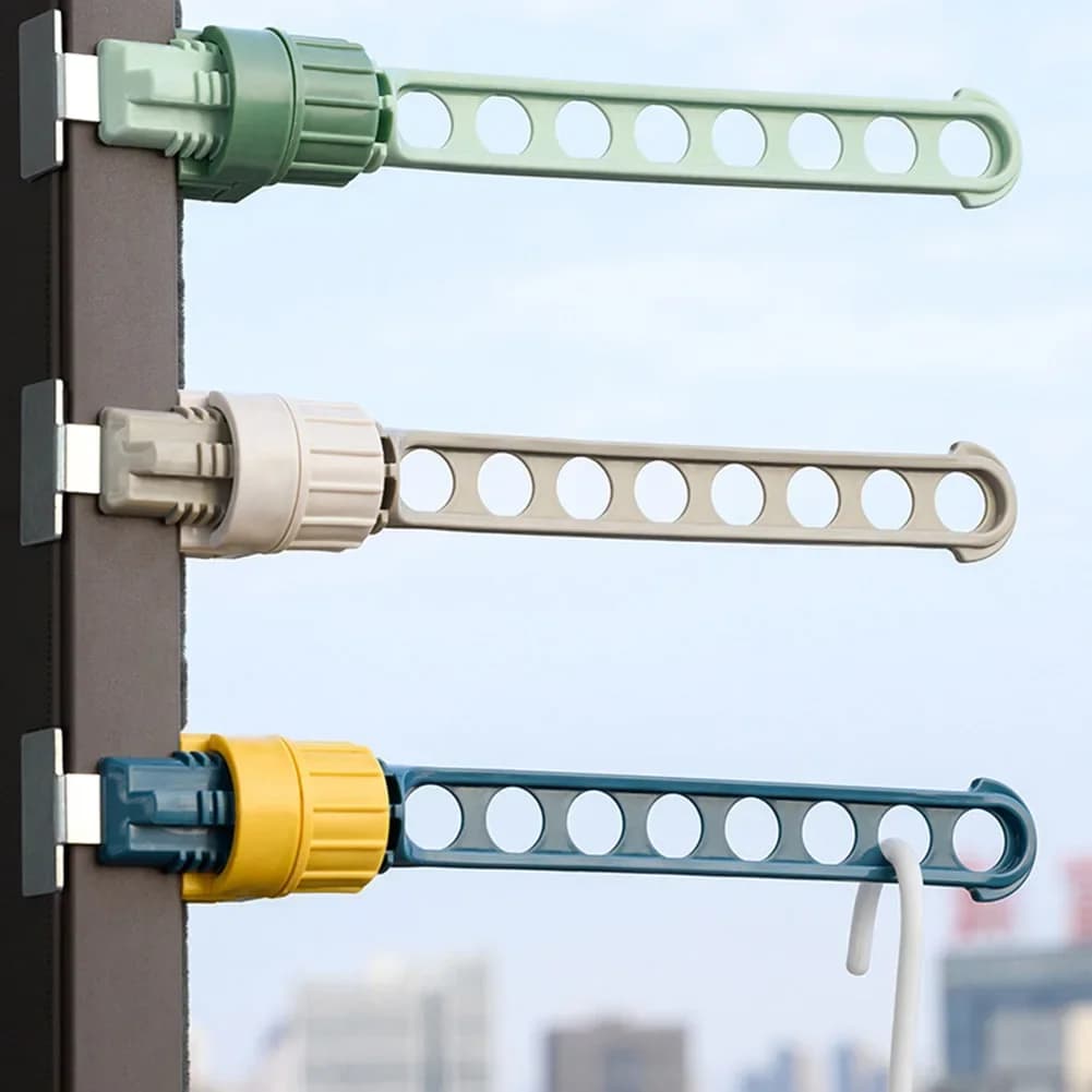 Clothes rack with window frame, type buckle, porous window, balcony, portable clothes rack, adjustable hangers