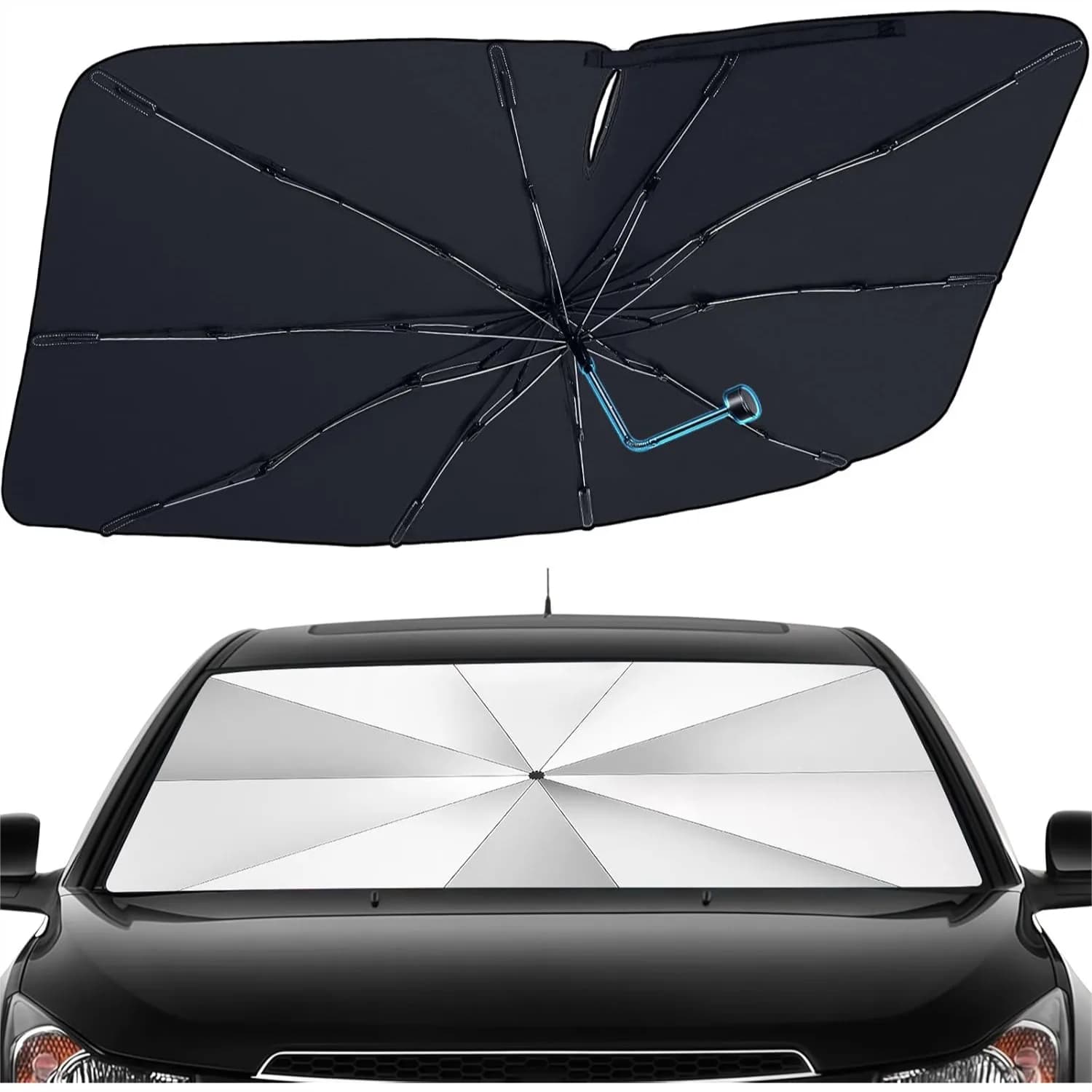 Parasole Pieghevole per Parabrezza Auto, Protezione UV Riflettente per Auto, Camion, SUV, MPV 57x31.5in