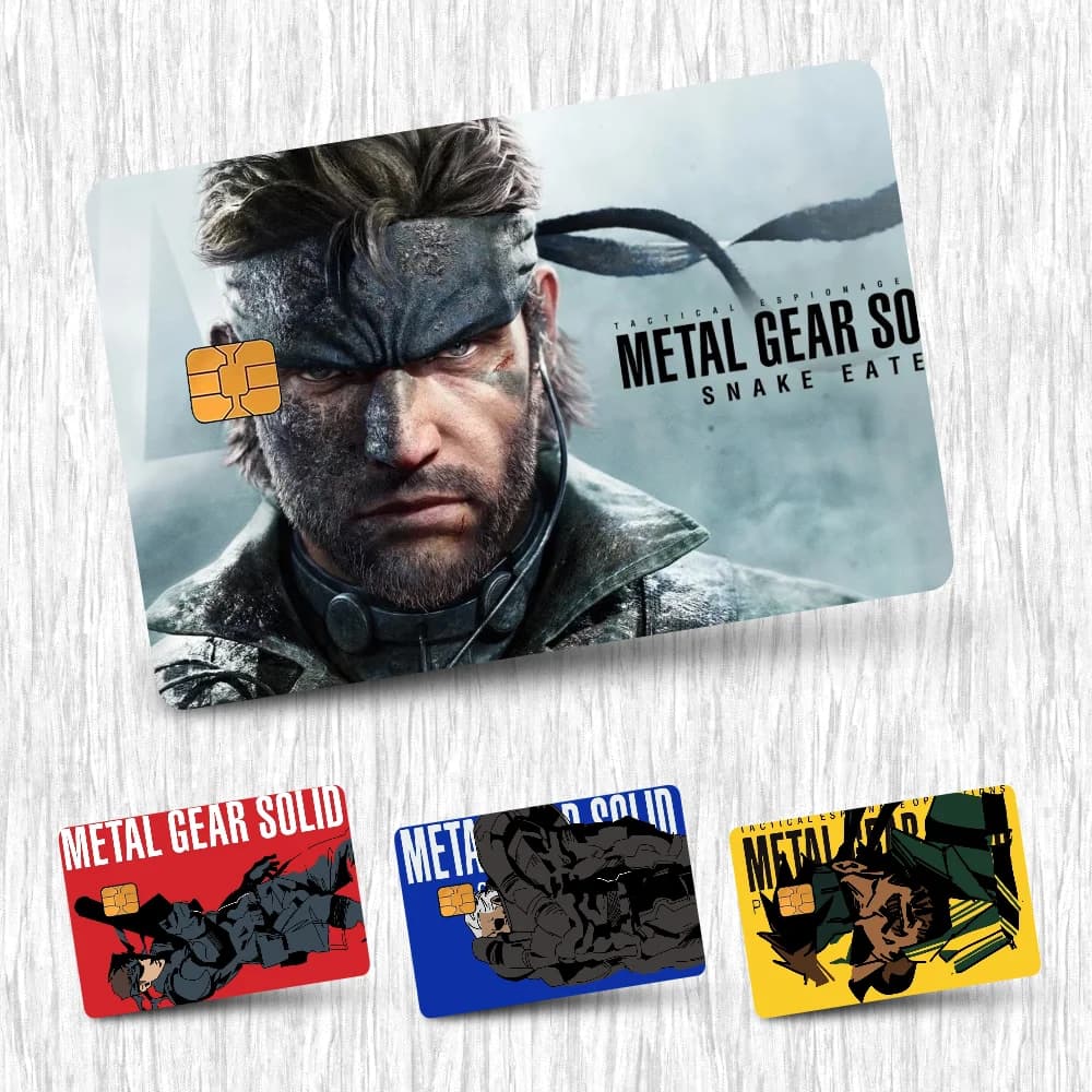 Gioco Metal Gear Solid 3 adesivi per carte Snak Carta di credito Adesivi per protezione carte fai-da-te Pellicola impermeabile Copertura della pelle