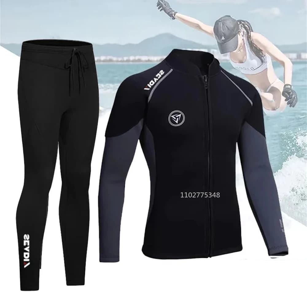 3mm/2MM Neoprene Men Women Wetsuit Front Zipper High Elasticity Pant Top Wetsuit Underwater Fishing Snorkeling Rafting Surf Suit