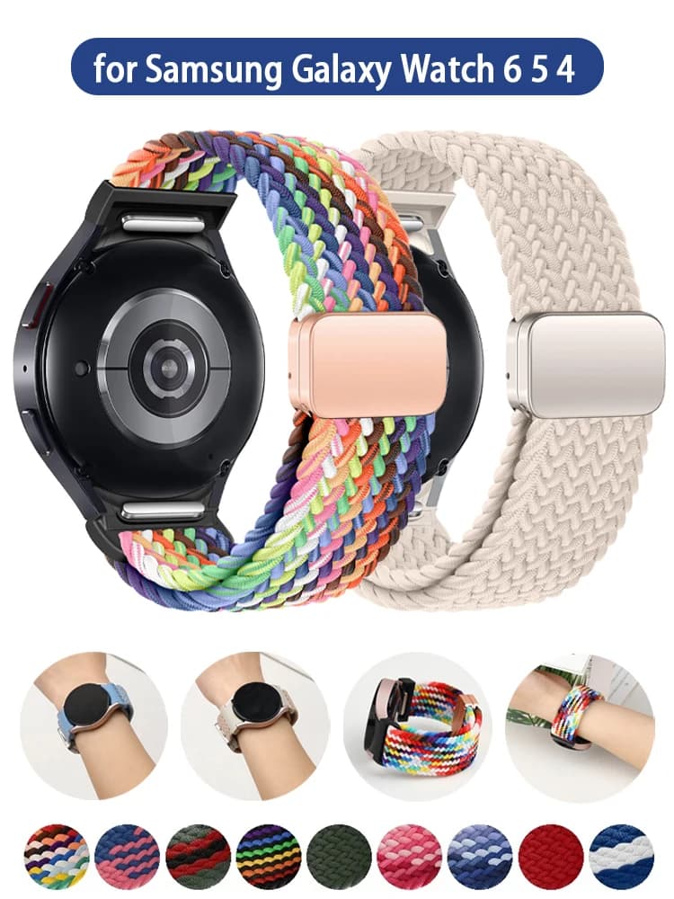 Cinturino intrecciato per Samsung Galaxy Watch 7 6 4 5 44mm 40mm/FE/5 pro 45mm Bracciale magnetico senza spazi vuoti watch6 cinturino classico 47mm 43mm