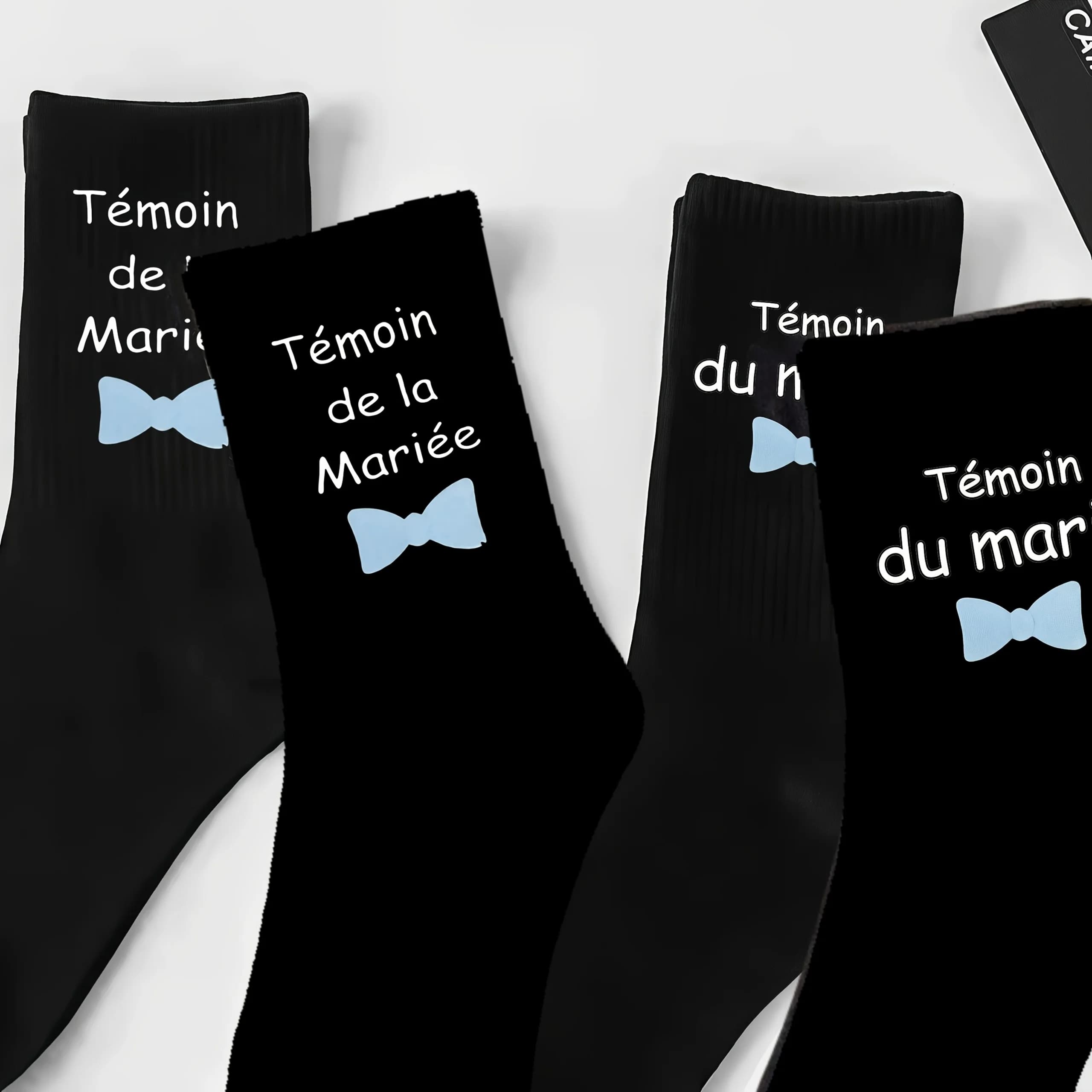 1 pair French wedding witnesses, the bride's bridesmaid/groom's groomsman's black socks, creative wedding party decorations