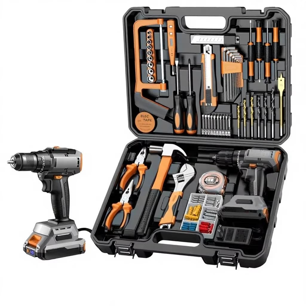 New Carbon Steel Electric Drill Toolbox Set Car-Mounted Home Combo Tool Kit Multi-Functional Electrician Carpenter Repair