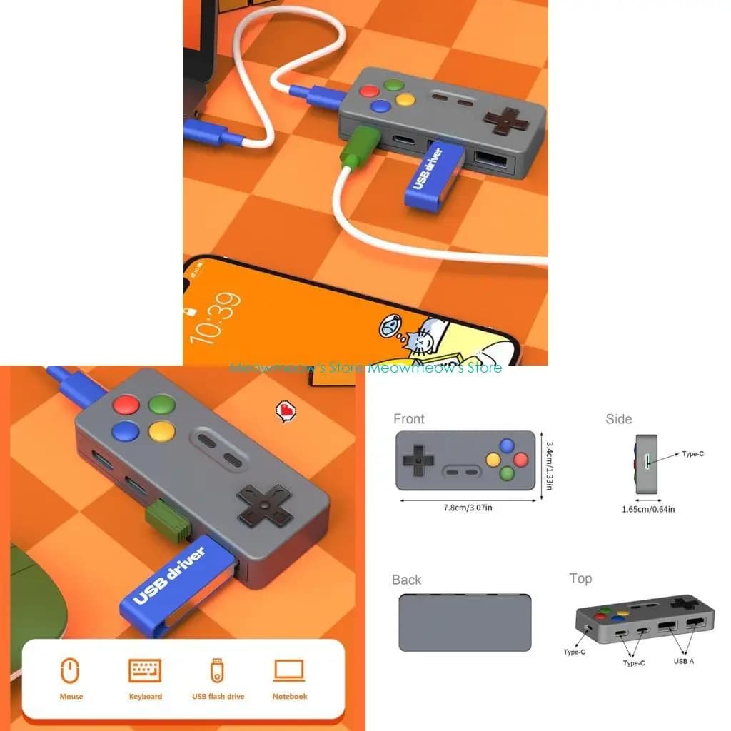 Hub USB W91A per computer 4 porte Super Speed ​​Interfacce ibride USB A/USB C Supporto sistema operativo universale Adatto ai