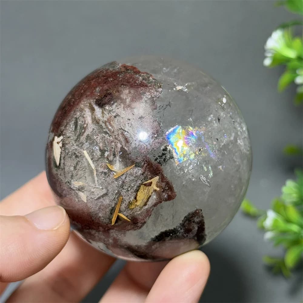 Cristallo Fantasma Bianco Naturale, Campione Minerale, Terapia Energetica Reiki, Massaggio, Bellezza, Sfera Magica, Decorazione per la Casa, Regalo Prezioso + Base