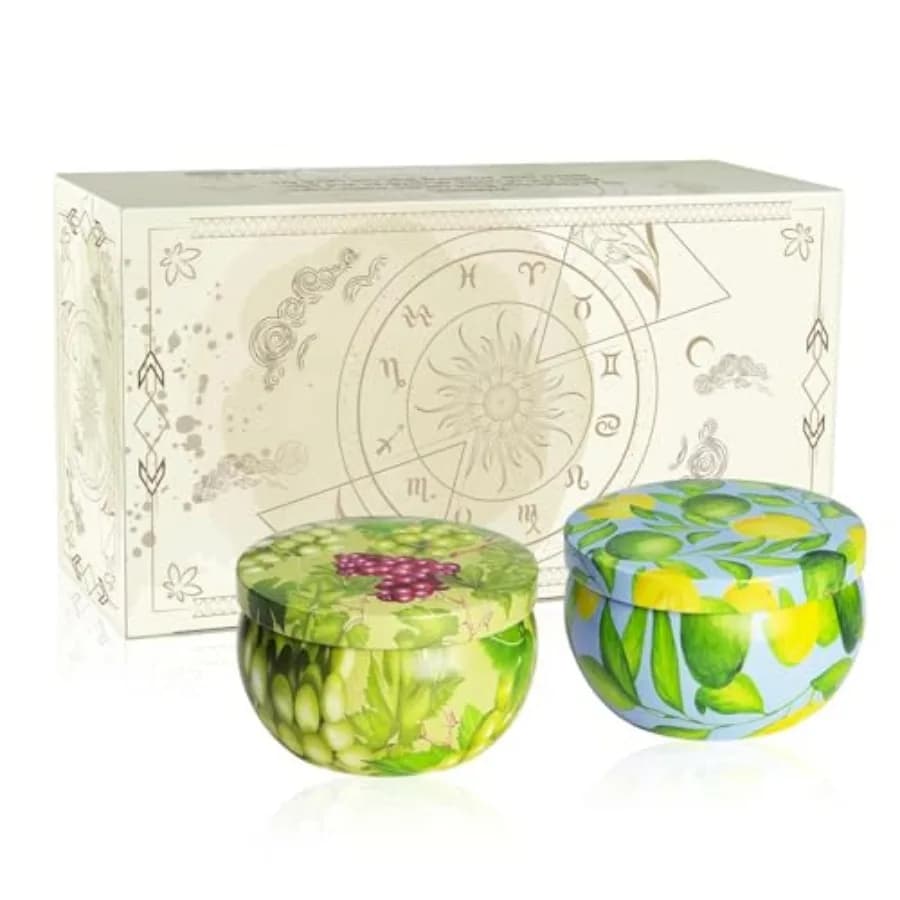 Set of 2 2.5-Ounce Scented Jar Candles - Fruit Style - Perfect for Home, Spa, Yoga Studio - Vibrant Colorful Iron Can Jars Cand