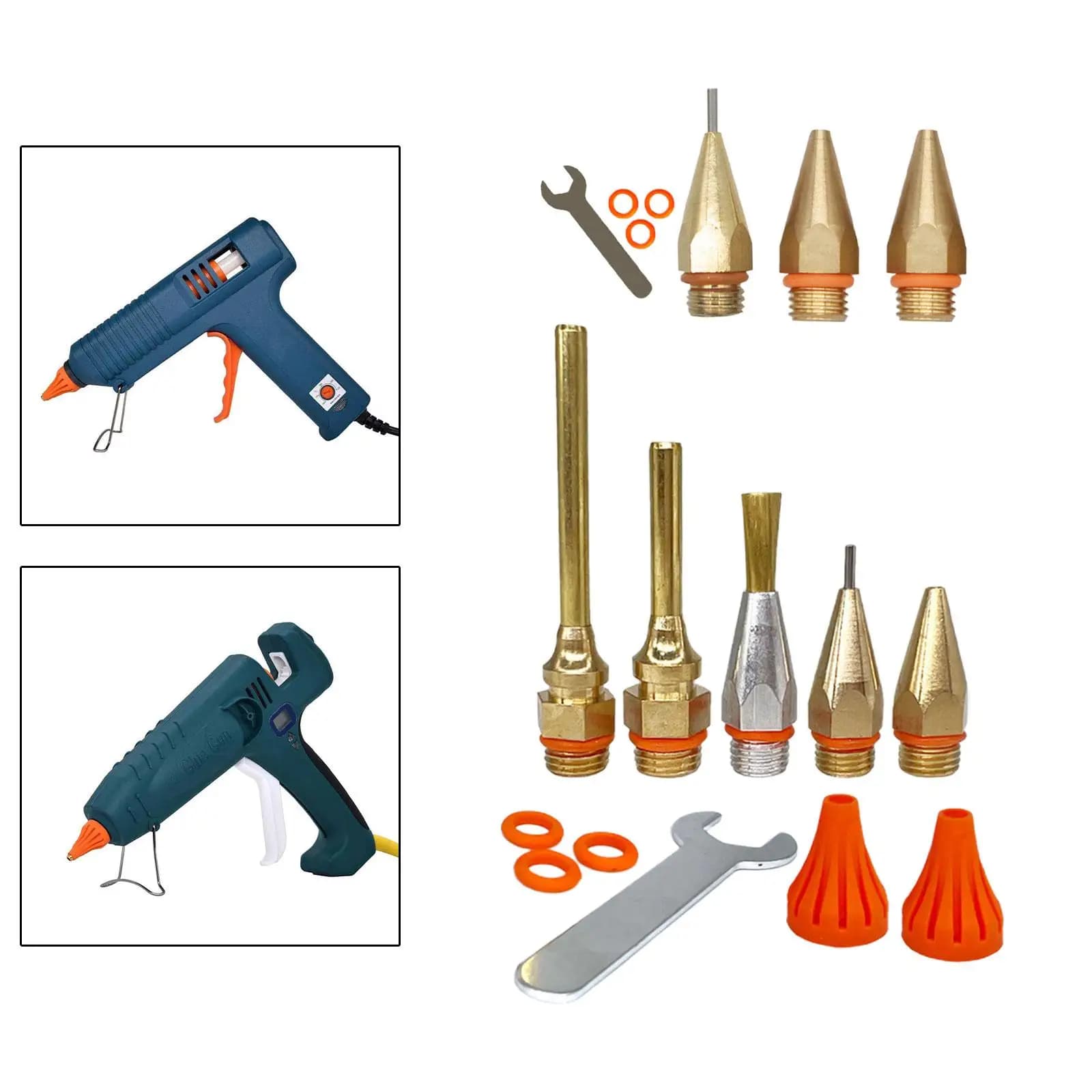 Hot Glue Tool Nozzles Set Long Short Nozzle Tips Copper Nozzle Replacement Parts Professional Small with Washers