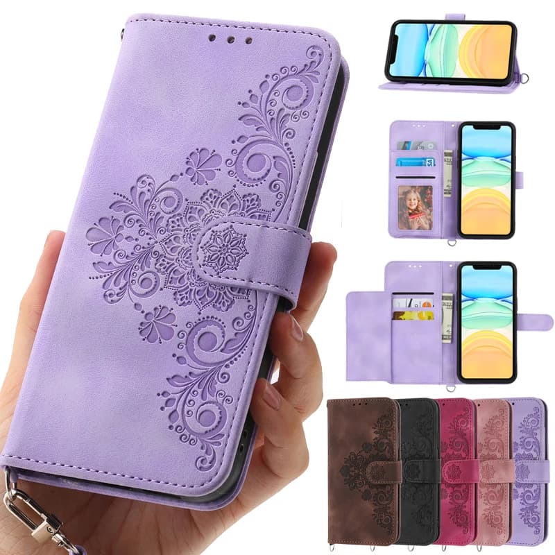 Custodia a portafoglio magnetica in pelle con motivo floreale per Xiaomi Redmi Note 12 Turbo 12S 13 Note12 Note13 Pro Plus 4G 5G