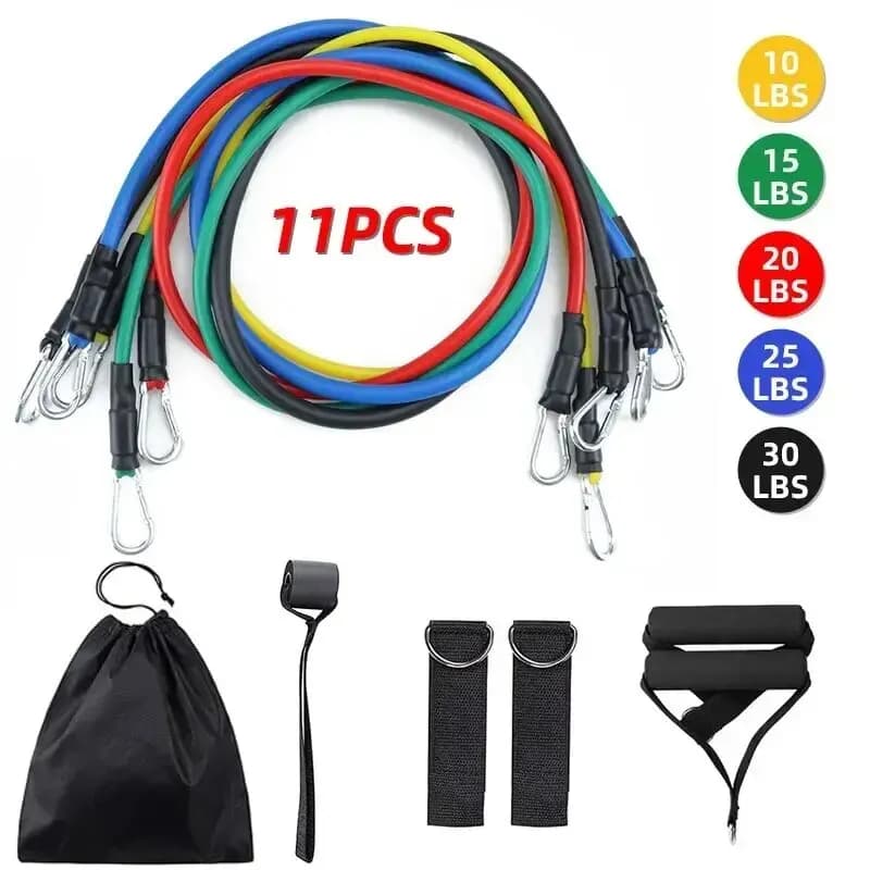 11pcs TPE Resistance Band Set Fitness Band Pull Rope elastic band training with anchor handles for carrying bag legs ankle straps