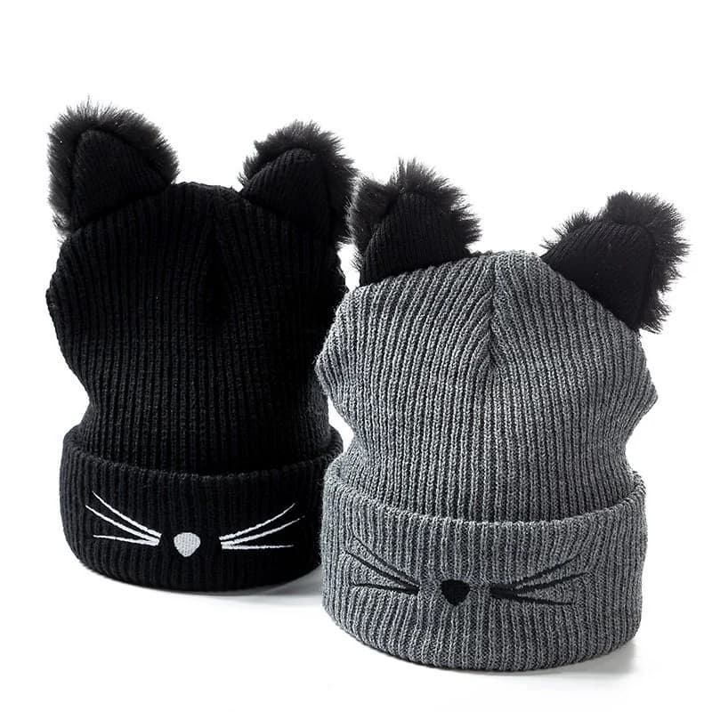 Cappello a cuffia da donna con orecchio di gatto carino Cappelli invernali caldi per le donne