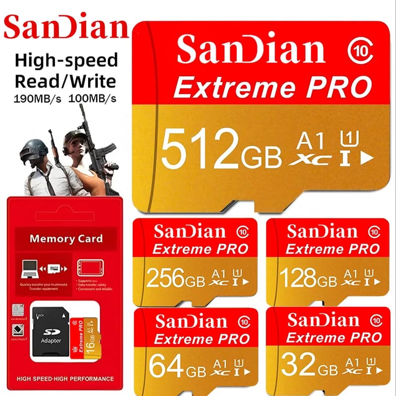 512GB Durable Memory Card Micro TF SD Card 256GB SD Cards 64GB TF Cards Temperature Proof for VR Headset/Drone/Gaming Console