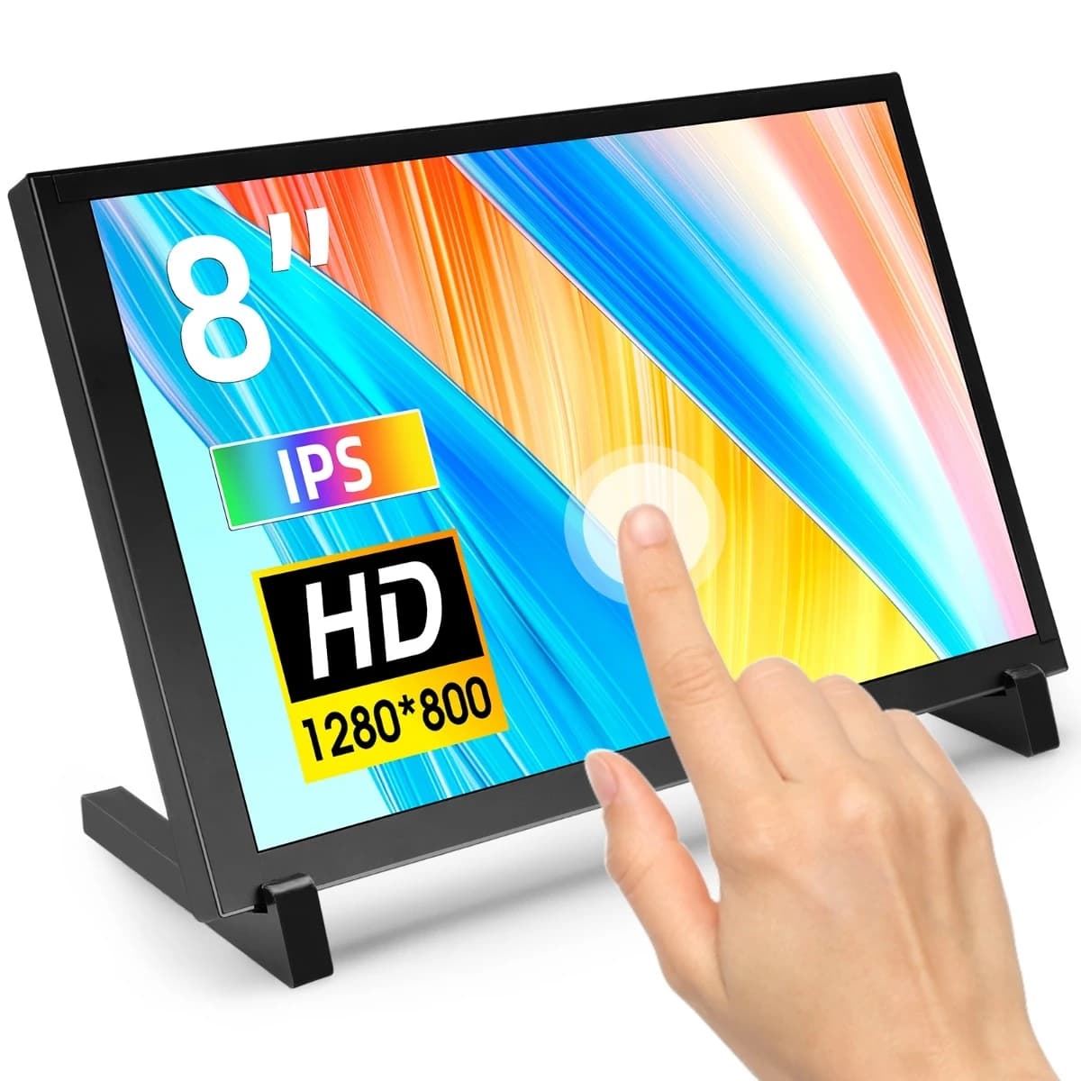 Elecrow 8 Inch HD Touch Monitor 1280*800 Portable IPS Display with Stand Backlight for RPi 5/400/4/3 Win 11/10/8/7 Jetson Nano